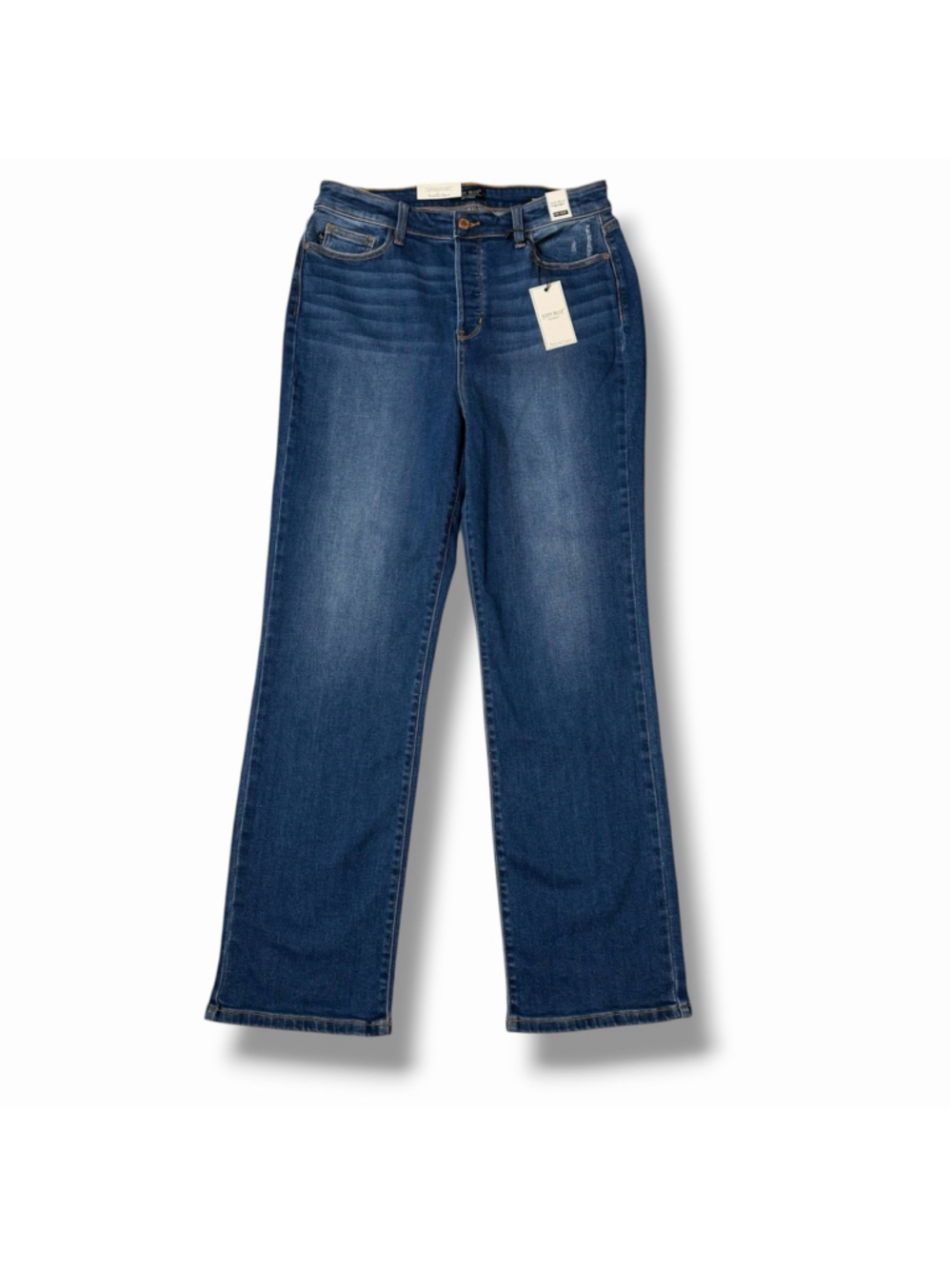 Judy Blue NWT Dad Jeans 15/32 High Rise Stretch Straight Whiskering Button Fly
